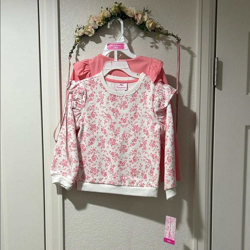 Tommy Bahama Pink and White Floral Kids Sweatshirt 2 Pack